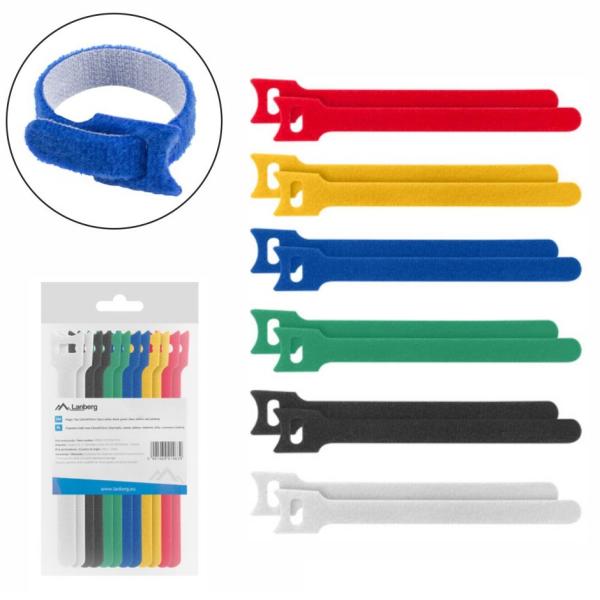 Conjunto 12 Fitas Velcro Multicores p/ Organização - LANBERG