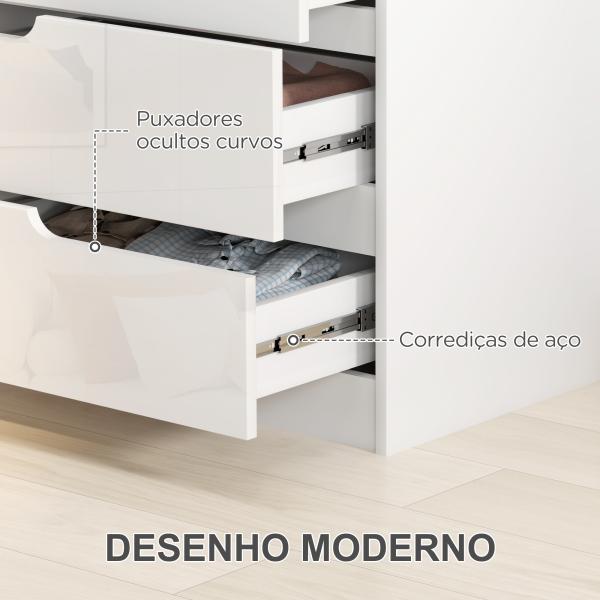 Cómoda com 4 Gavetas Cómoda de Dormitório Moderna com Sistema Anti - Tombo 60x40x85 cm Branco