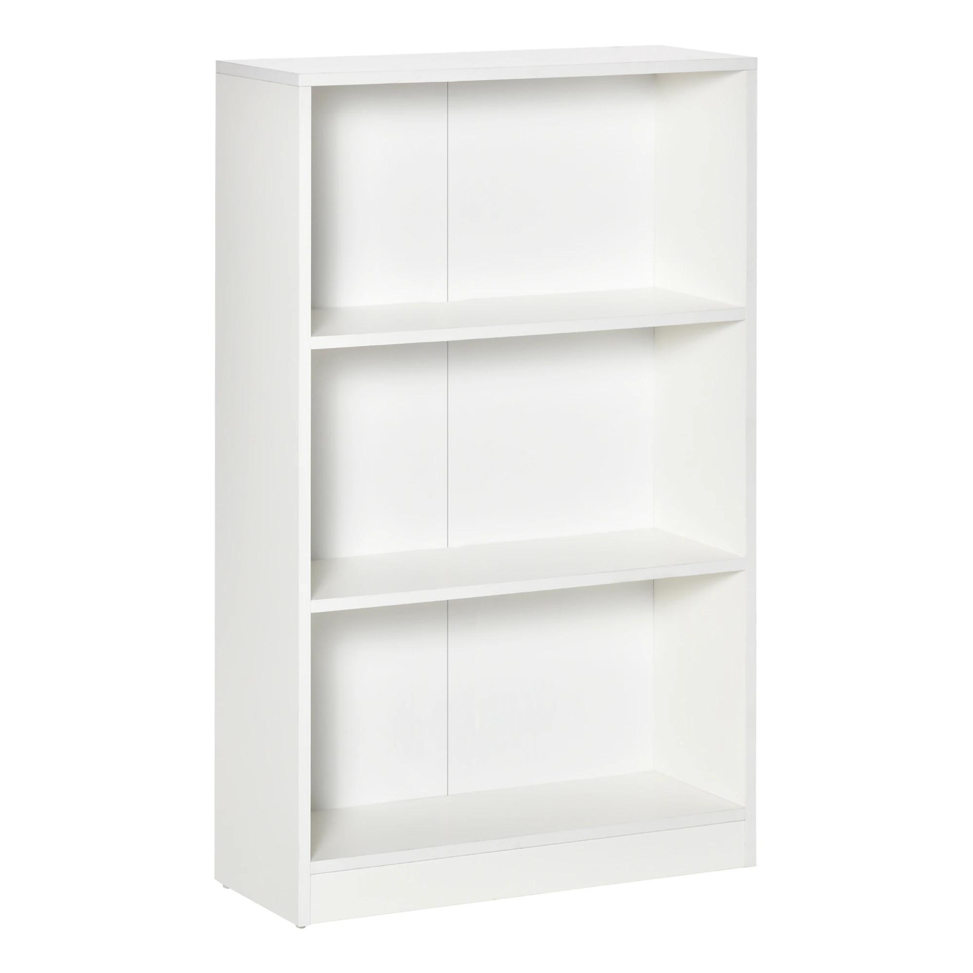 Estante para Livros com 3 Compartimentos de Armazenamento Livros Plantas para Sala de Estar Estúdio Dormitório 62,2x24x102,4cm Branco