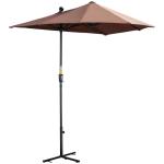 Chapéu de Sol de Parede 200x190x240 cm com Manivela Poste de Aço e Base Cruzada Anti - UV para Terraço Varanda Castanho