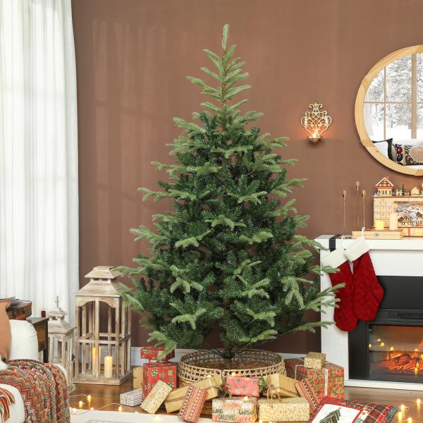 Árvore de Natal Artificial 210 cm com 1123 Ramos Densos e Suporte Metálico Dobrável para Interior Verde