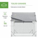 Galinheiro para Exterior para 4 - 6 Galinhas de Aço Galvanizado com Teto de Tecido Oxford 2,8x1,90x1,97 m Prata