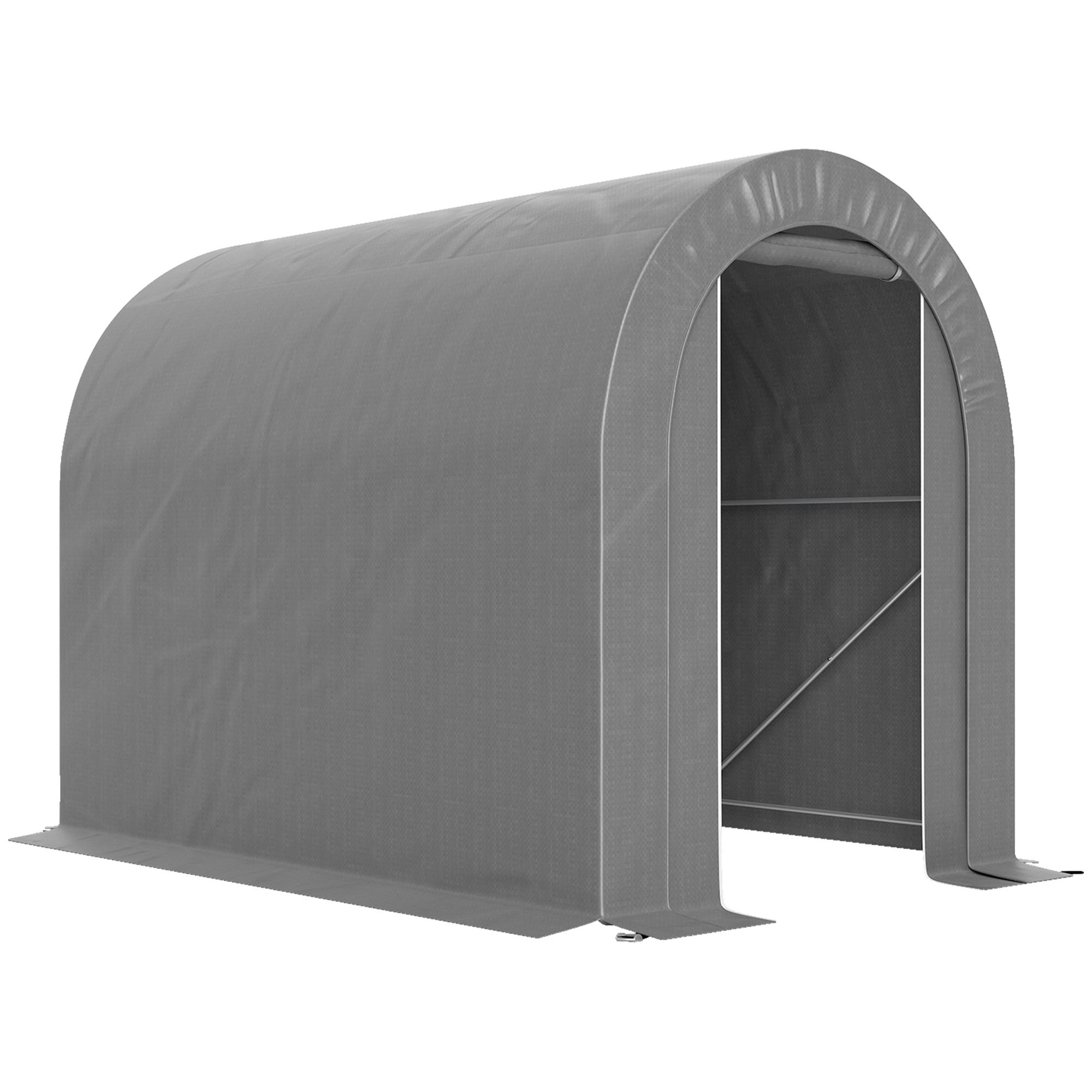 Tenda de Jardim para Bicicletas com Estrutura em Aço, Porta com Fecho, Impermeável 2,4x1,6x1,9 m Cinzento Claro