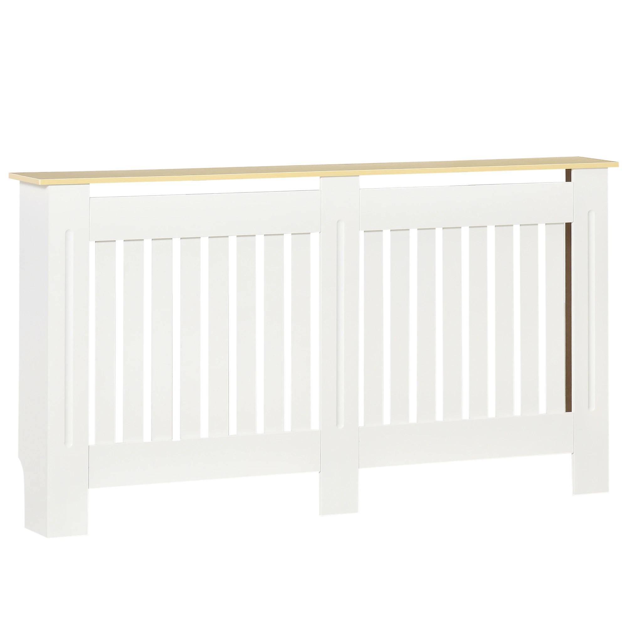 Cobertura Radiador 152x19x83cm Cobertura Radiador de MDF e Melamina com Dispositivo Anti - Rolamento Desenho Moderno para Sala de Estar Dormitório Branco