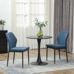 Conjunto de 2 Cadeiras de Jantar Modernas Cadeiras de Cozinha com Assento Acolchoado e Estofado Encosto Curvo 45x57x86 cm Azul Escuro