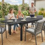 Mesa de Jantar Exterior Extensível 80 - 160 cm - Mesa de Jardim Retangular para 4 - 6 Pessoas, Terraço, Preto