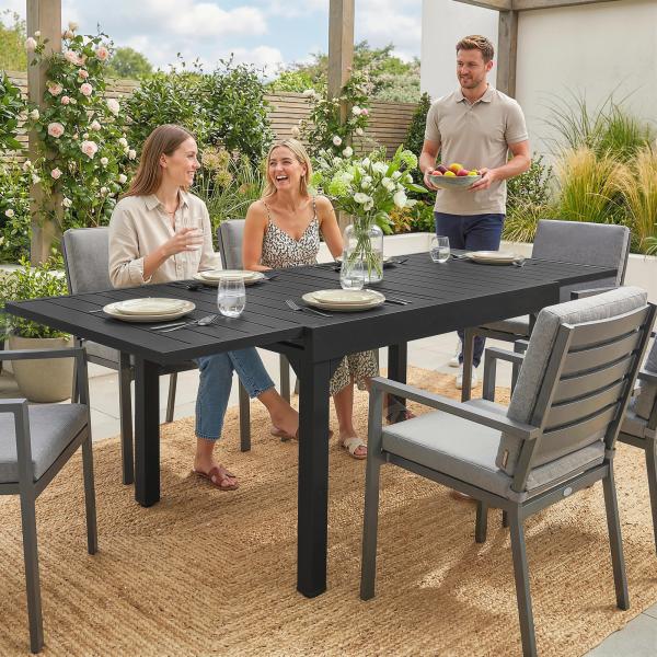 Mesa de Jantar Exterior Extensível 80 - 160 cm - Mesa de Jardim Retangular para 4 - 6 Pessoas, Terraço, Preto