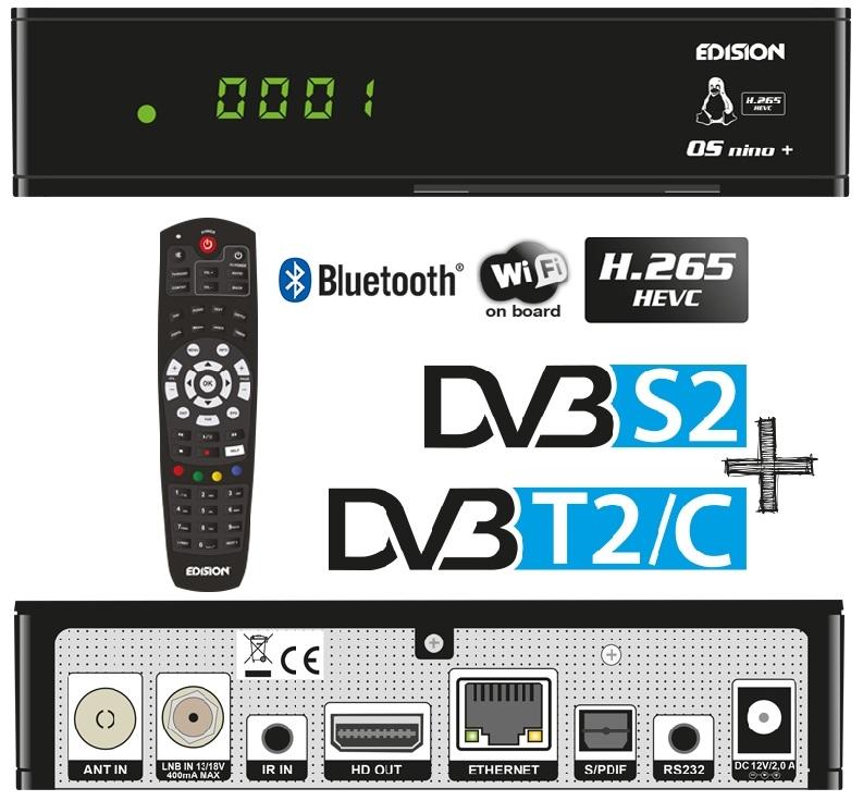 Receptor COMBO Satélite DVB - S2 + Cabo/TDT DVB - T2/C Full HD Wi - Fi/Bluetooth (Linux/Enigma2) - EDISION
