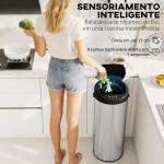 Balde de Lixo de Cozinha Automático 55 L em Aço Inoxidável com Sensor Infravermelho Fechamento Suave 32x30x78,5 cm Prateado