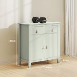 Aparador com Gaveta e Armário de 2 Níveis com Prateleira Ajustável Base Elevada e Amplo Tampo 80x40x90 cm Verde Claro