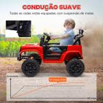Carro Elétrico para Crianças Carro Elétrico Infantil UTV 12V com Velocidade Ajustável USB e Faróis 95x62,5x65 cm Vermelho