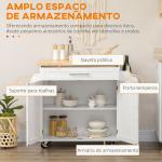 Carrinho de Cozinha com Prateleira Interior Ajustável Gaveta Barra e Suporte para Temperos 109x40x89 cm Branco