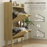 Móvel Sapateira de Entrada com 2 Gavetas Basculantes e 1 Prateleira Aberta para 18 Pares de Sapatos 80x24,5x110 cm Carvalho