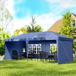 Tenda Dobrável 6x3 m Pop - up com 4 Laterais Desmontáveis Tenda de Jardim com 2 Janelas Visíveis Saco de Transporte Azul