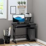 Mesa de Computador com 1 Gaveta Bandeja para Teclado e Suporte para CPU para Escritório Estúdio 90x50x95 cm Preto