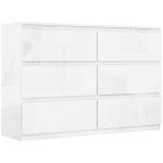 Cómoda com 6 Gavetas de Madeira Cómoda de Dormitório Cómoda Branca Estilo Moderno 112x34x75 cm Branco Brilhante