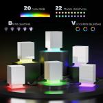 Mesa de Cabeceira com Faixa de Luz LED Multicolor Mesa Auxiliar com 3 Gavetas Estilo Moderno 40x35x60 cm Branco Brilhante