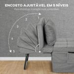 Sofá Cama 4 em 1 Estofado em Linho com Encosto Ajustável em 5 Níveis e Almofada Acolchoada 75x80x74 cm Cinza
