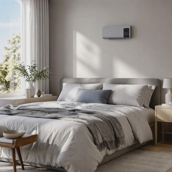 Aquecedor Elétrico de Parede 1000W/2000W com Ecrã LED Controlo Remoto Termostato Temporizador para Áreas de 15 - 20 m² 54,5x12x21,5 cm Cinzento