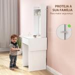 Tocador de Maquilhagem com Luzes LED de Cor Ajustável e Espelho Tocador com Lateral Rebatível Gaveta 45x45x152 cm Branco