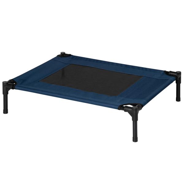 Cama para Animais de Estimação Cama Elevada para Cães Gatos com Tecido Transpirável para Dormir Exterior Jardim Terraço 76x61x18cm Azul