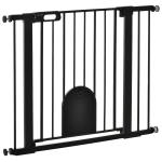 Barreira de Segurança de Cães Animais de Estimação para Escadas e Portas 75 - 103cm com 2 Extensões Fechamento Automático e Sistema de Duplo Bloqueio Aço Preto