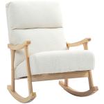 Poltrona Baloiço Moderna em Borrego com Apoio para os Braços de Madeira de Faia Poltrona de Amamentação 65x90x98 cm Creme