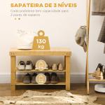 Banco Sapateira de Bambu Organizador de Sapatos com 2 Prateleiras para 6 - 9 Pares de Sapatos 70x28x45 cm Madeira