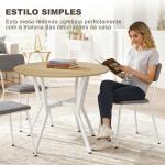 Mesa de Refeição Redonda Mesa de Jantar Estilo Industrial com Bancada de Madeira e Estrutura de Aço Ø90x76 cm Madeira e Branco