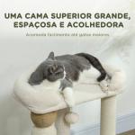 Arranhador para Gatos Arranhador para Gatos com Estofado em Borrego Plataformas Bola Suspensa e Poste de Juta 48,5x40x76 cm Bege