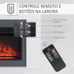 Lareira Elétrica 1800 - 2000W com Controle Remoto Chama Ajustável Termostato Temporizador Semanal e Proteção contra Superaquecimento 113x26,6x87,5cm Branco