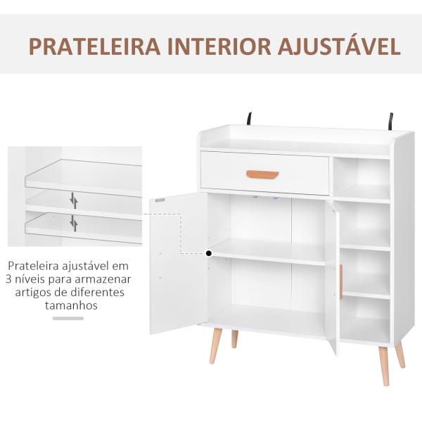 Aparador multiuso para cozinha sala de jantar 80x29,5x96cm Branco