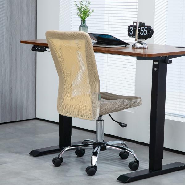 Cadeira de Escritório de Malha Cadeira de Escritório Giratória sem Apoio para os Braços com Altura Ajustável Carga Máxima 100 kg para Escritório Dormitório 43x56x90 - 100 cm Bege