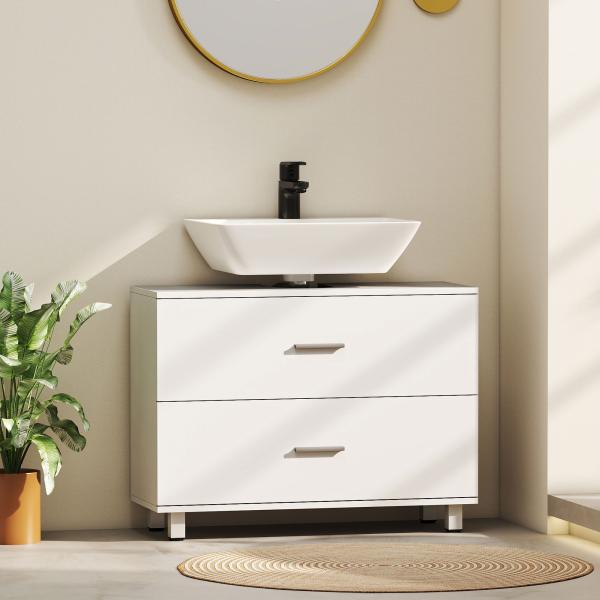 Móvel para Lavatório Pousar com 2 Gavetas para Lavatório sem Pedestal 80x30x60 cm Branco