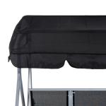 Baloiço de Jardim Exterior de 3 Lugares com Toldo Ajustável, Encosto Respirável e Estrutura Metálica para Terraço e Varanda, Suporta até 240 kg, 171x108x150 cm, Preto