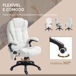 Cadeira de Massagem com 6 Pontos Reclinável até 130° com Função de Aquecimento Tecido em Borrego 67x74x107 - 116 cm Branco