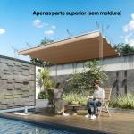 Cobertura para Teto Retrátil de 2,5x2,55 m para Pérgola 3x3 Tecido de Substituição com 10 Orifícios de Drenagem Castanho