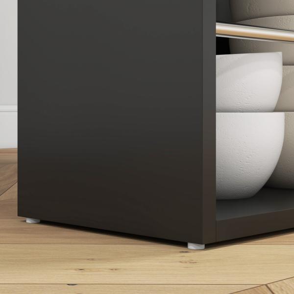 Mesa de Bar com 3 Prateleiras com Suporte Estilo Moderno para Cozinha Sala de Jantar 112x57x106 cm Preto e Madeira