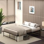 Estrutura de Cama Dupla de Metal para Colchão 137/135x190 cm com Pés de 31 cm Estrutura de Cama de Casal 141,5x195x35cm Preto