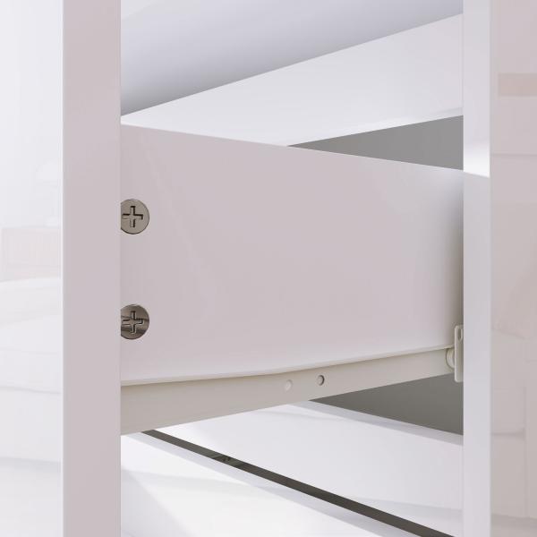 Cómoda com 4 Gavetas de Madeira Cómoda de Dormitório Cómoda Branca Estilo Moderno 55x33x80 cm Branco Brilhante