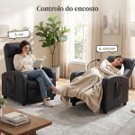 Poltrona de Massagem Reclinável com 2 Zonas de Massagem 8 Programas e 5 Níveis de Intensidade 68x88x98 cm Preto
