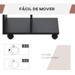 Mesa Auxiliar Moderna Mesa Auxiliar em Forma de C com Rodas e Prateleiras Abertas 45x35x58 cm Preto