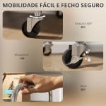 Carrinho Auxiliar com Rodas de Aço Inoxidável de 3 Níveis com Prateleira Ajustável 2 Rodas com Travão 60x35x77 cm Prateado