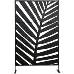 Biombo de 3 Peças Separador de Ambientes com Desenho de Folha de Bananeira Biombo para Exterior 122x45x198 cm Preto