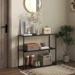 Mesa Consola Estilo Industrial Mesa de Entrada com Prateleira Estrutura de Aço e Desenho Anti - Tombo 90x30x75 cm Preto