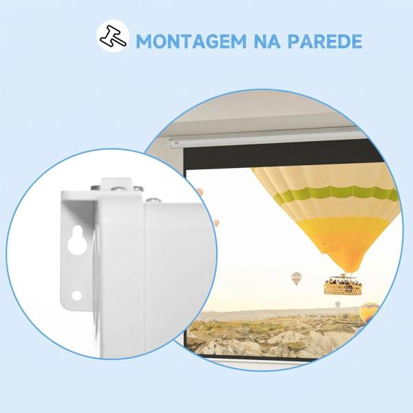 Ecrã de Projeção Elétrico 120 Polegadas com Comando à Distância 16:9 para Interior e Exterior Branco