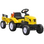 Trator a Pedais para Crianças acima de 3 Anos Trator com Reboque de Pedais para Crianças com Acessórios 133x42x51 cm Amarelo e Preto