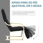 Poltrona Relax com Apoio para os Pés Ajustáveis Poltrona Estofada em Tecido com Estrutura de Madeira 66,5x94x100 cm Preto