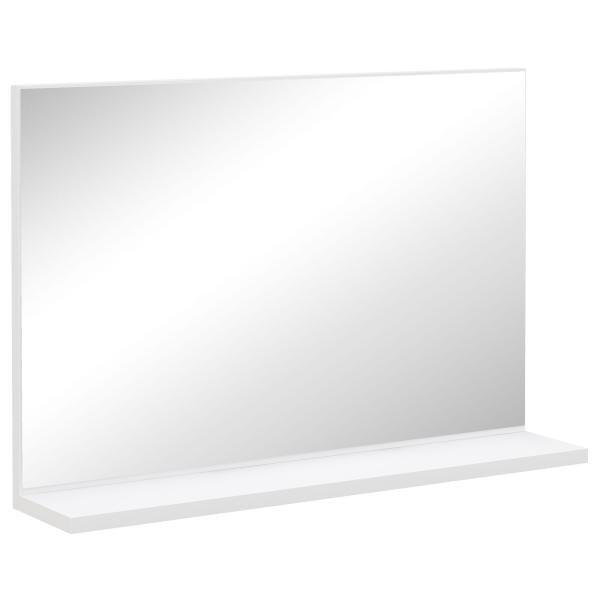 Espelho de Casa de Banho de Parede com Prateleira Aberta Estilo Moderno para Hall e Corredor 60x12x40 cm Branco