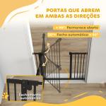 Barreira de Segurança de Cães para Escadas e Portas 74 - 94 cm com 1 Extensão Fechamento Automático e Sistema de Duplo Bloqueio Aço Preto